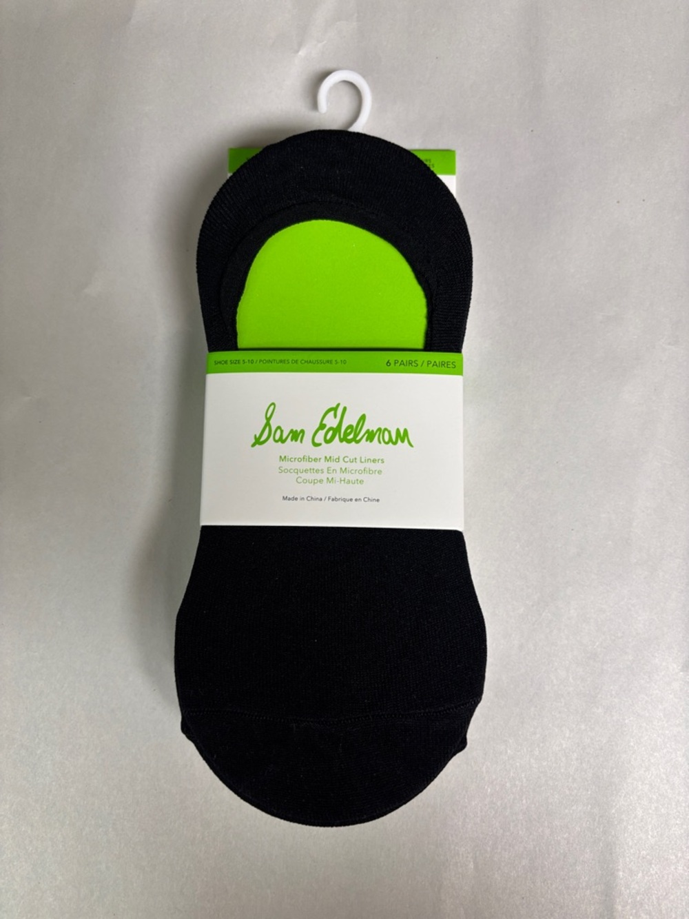 New Sam Edelman Socks Women’s 6 Pair Black & White Microfiber Mid Cut Liner Sock